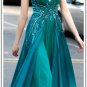 Long  V-neck  taffeta  evening  dress