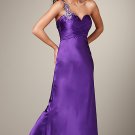 Purple One Shoulder ruching  evening dress