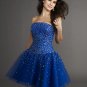 Royal  Blue  short  Beaded  A-line  Cocktail dress