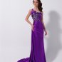 2011  One  Shoulder  Purple  Beaded  evening dress