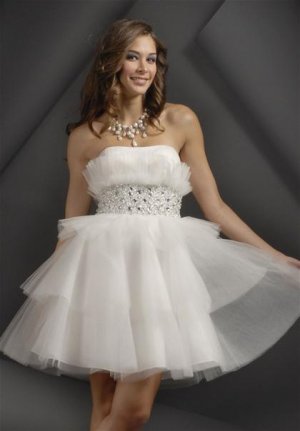 White  Beaded  A-line  cocktail  dress