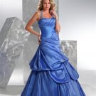 Blue  One  shoulder  Beaded  Princess  prom gown