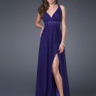 Deep  V  Neck  Beaded   evening  dress