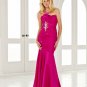 Dramtic Pink Beaded evening dress