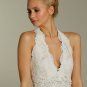 Halter  V  Neck  embroidered  A-line wedding  dress