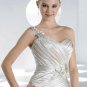 One shoulder sweatheart ribbons lace wedding dress