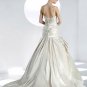 One shoulder sweatheart ribbons lace wedding dress