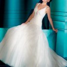 Deep  V Neck  halter   A-line  wedding dress