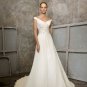 off-shoulder  V  Neck  Beaded  A-line wedding dress