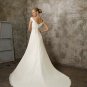 off-shoulder  V  Neck  Beaded  A-line wedding dress