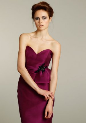 Purple  strapless  sweatheart  Beaded  bridesmaid dress