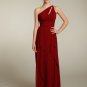 Long  one shoulder  straps  ruching  bridesmaid  dress