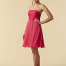 Hot  pink  strapless  fan-shape  bridesmaid  dress