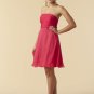 Hot  pink  strapless  fan-shape  bridesmaid  dress