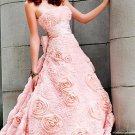 Long elegant strapless dress with rose embellishments PROM dress