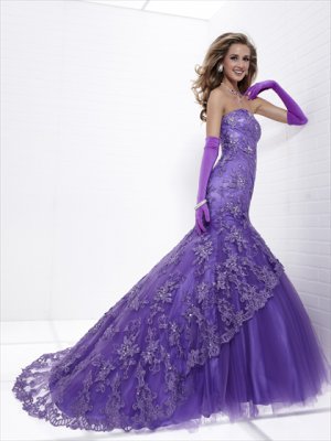 2012  Classice  Long  train  Mermaid  lace prom  dress