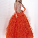 Bright  Organge  Beaded Ball Gown  prom dress