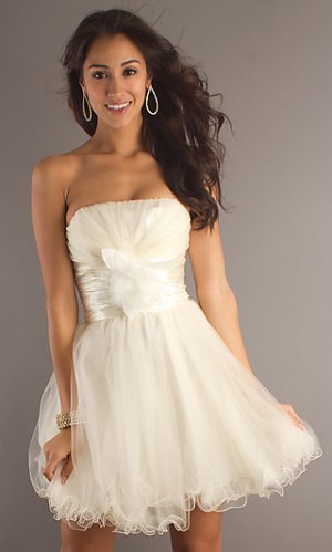 Short strapless tulle dress with empire waist cocktail  dress