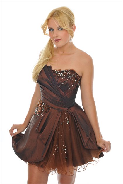 SALE Short Strapless Taffeta Dress Size 10 Style C7188 main image 1
