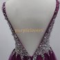 Halter  Deep  V  Neck  heavy beaded  A-line chiffon evening  dress2016