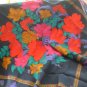 Midnight Blue Floral Print Square Scarf