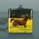 Artisian Glass tile Pendant featuring Mare and foal