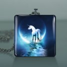 Unicorn one- glass pendant and necklace
