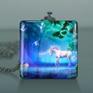 Unicorn 2 Glass Pendant and Necklace