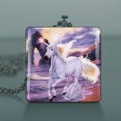 Unicorn 3 glass pendant and necklace