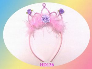 lovely feather headband for party gift pink purple rose
