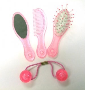 hair accessories pink brush comb mirror hair band set