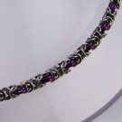 Funky Purple and Stainless Byzantine Chainmaille Necklace
