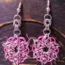 Punky Pink Chainmaille Flower Earrings