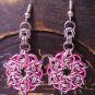 Punky Pink Chainmaille Flower Earrings