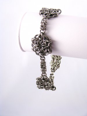 Beautiful Stainless Chainmaille Flower Bracelet