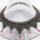 Pink Swarovski Crystal Feminine Chainmaille Choker