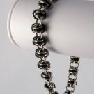Silver and Black Stainless Steel Mens Rhinos Chainmaille Bracelet