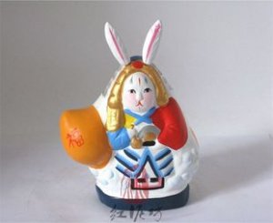 Hand Painted Clay Doll  a66024-3 rabbit