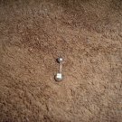 Silver with Black Center and Words Belly Button Ring