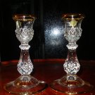 Cristal D'Arques France Candle holders w/gold trim