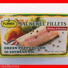 4 CANS MACKEREL FISH FILLETS GREEN PEPPERCORN IN SOYBEAN OIL
