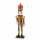 Red Toy Soldier Indoor Outdoor Holiday Decor w Pewter Horn 19"
