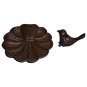 Scallop Shell w Bird Small Bird Feeder Cast Iron Outdoor