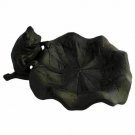 The Crabby Nook Small Bird Feeder Cast Iron Lily Leaf with Frog or Ashtray for Cigars Cigarettes