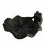 The Crabby Nook Small Bird Feeder Cast Iron Lily Leaf with Frog or Ashtray for Cigars Cigarettes