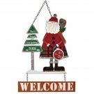 Santa 21" Winter Welcome Hanging Sign Metal Indoor Outdoor Holiday Decor