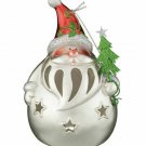 Ceramic Santa Decoration, Table Decor or Hanging Ornament Small, Silver Holiday