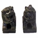 Foo Dogs Statues Asian Art Small Pair Jade Gemstone Temple Lions Sculptures