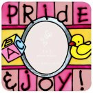 Pink Pride & Joy Hand Painted Art Glass Refrigerator Fridge Magnet Photo Frame