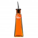 Pyramid Oil or Vinegar Cruet Bottle w Stainless Steel Spout 6 Ounces - Orange